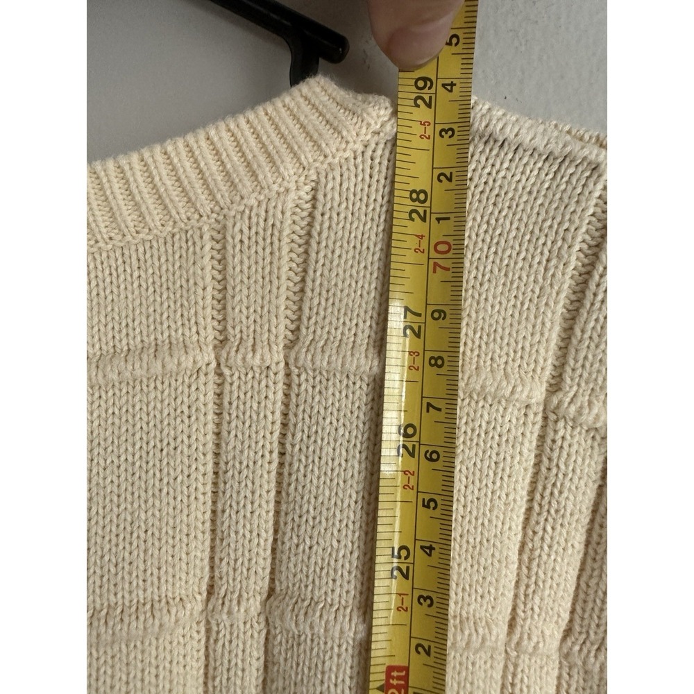 Vintage 90s IZOD 100% Cotton Sweater Knit Casual Pastel Yellow Golf Size Large - Picture 11 of 12
